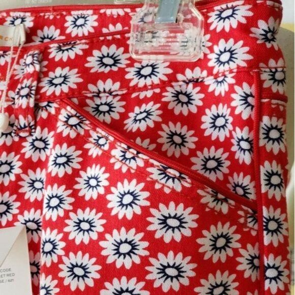 Tory Burch Noelle Floral Print Cropped Straight Leg Stretchy Jeans - Picture 4 of 7